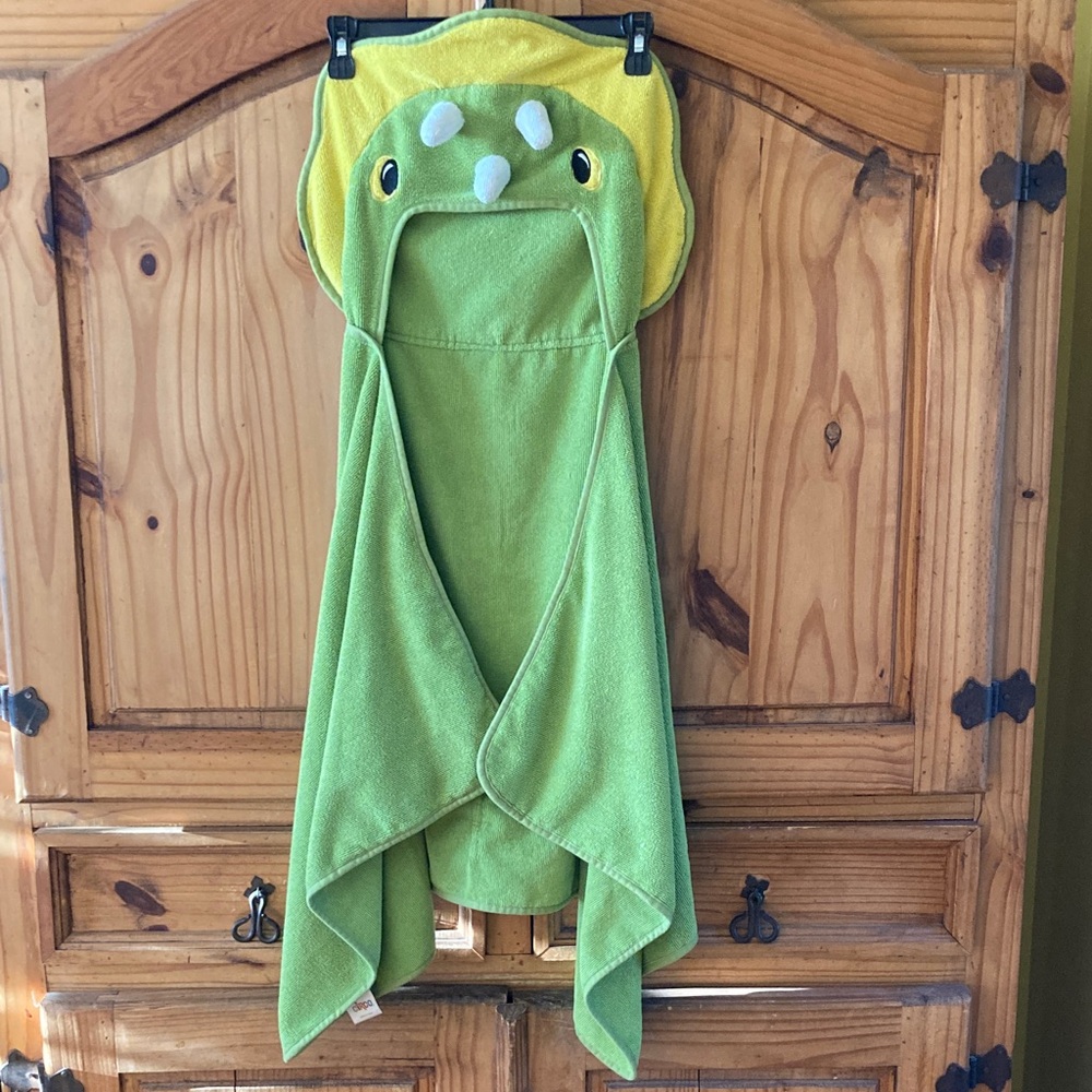 Boys Circo green triceratops dinosaur hooded towel